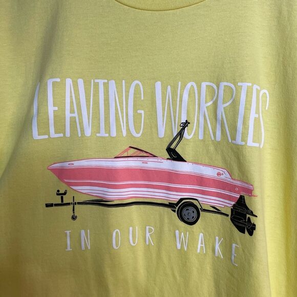 5 for $25🔥Academy "Leaving Worries In Our Wake" Yellow Boating T-Shirt XXL - Picture 3 of 5